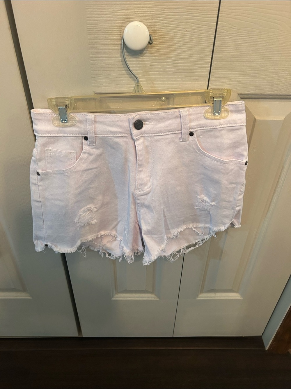 Women's White Distressed Denim Shorts